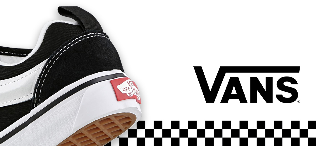 Banner mobile de footer con zapatillas Vans y logotipo “Off The Wall” de Vans Argentina.
