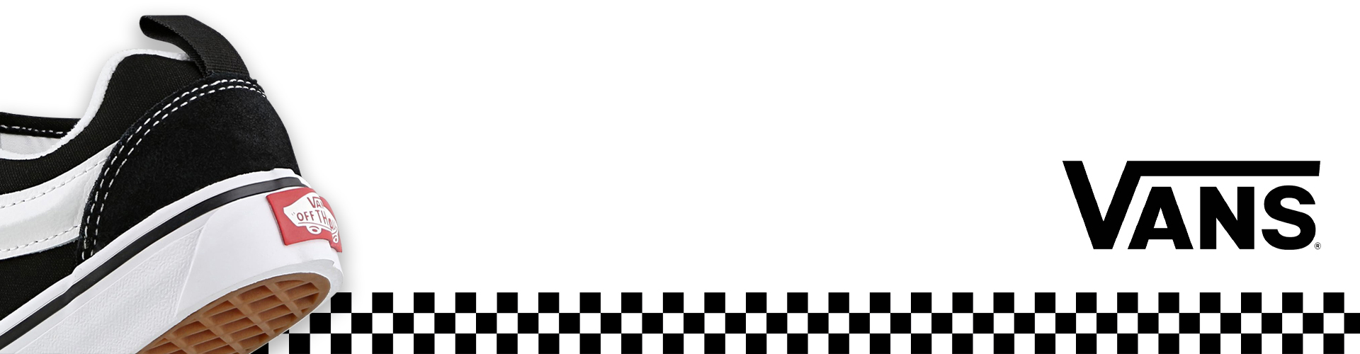 Banner web de footer con zapatillas Vans y logotipo “Off The Wall” de Vans Argentina.